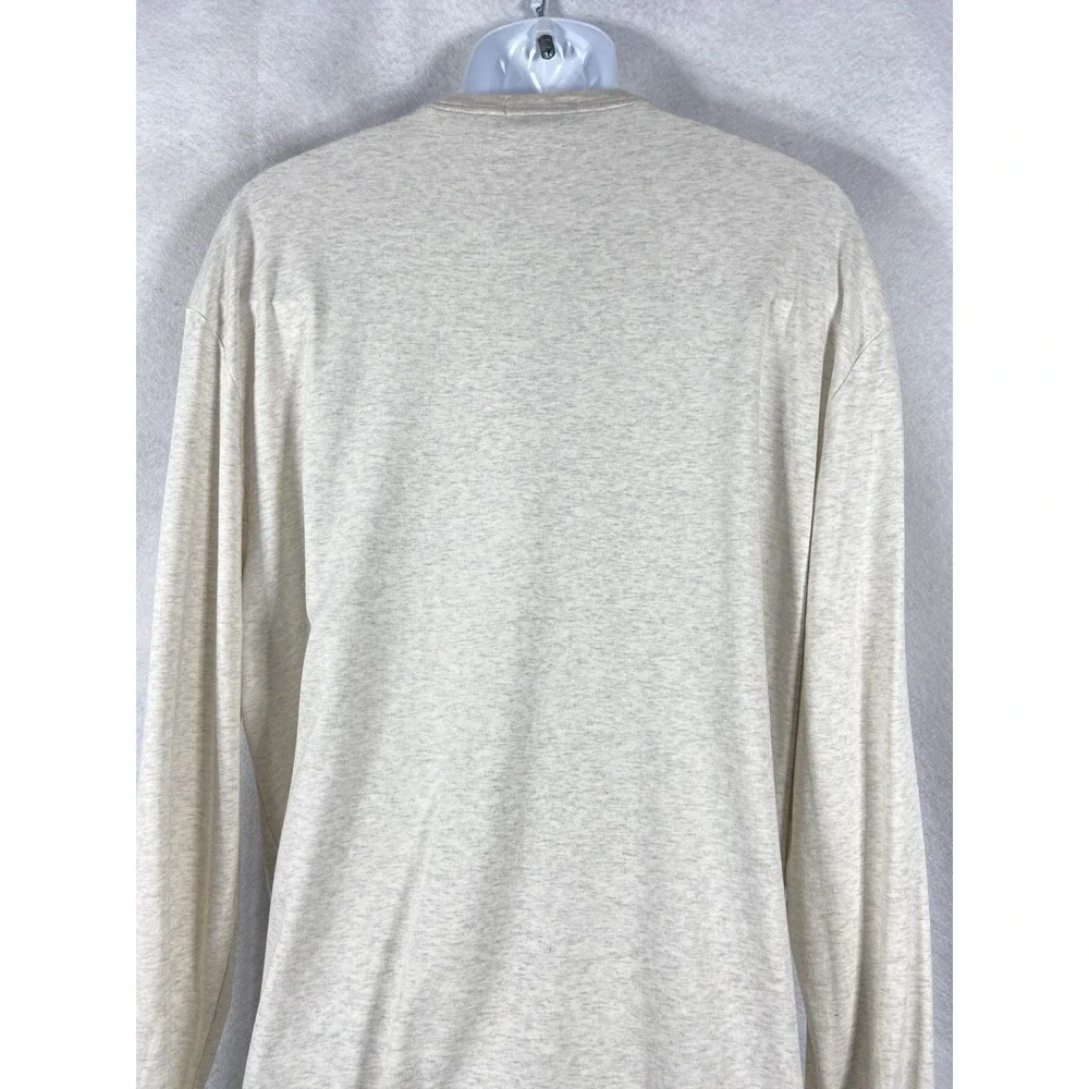 Polo Ralph Lauren Shirt Men's XL Beige T-Shirt Long Sleeves Cotton Crew Neck